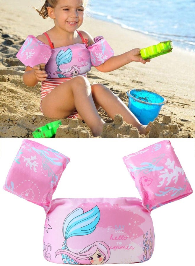 TAPIT Toddler Swim Vest Kids Water Wings Arm Floaties for 30-55 Pounds Infant Safety Swim Aid Jumper Inflatable Swim Arm Bands Float Sleeves Swimming Armbands for Sea/Pool/Beach/Training (Mermaid) - Image 1